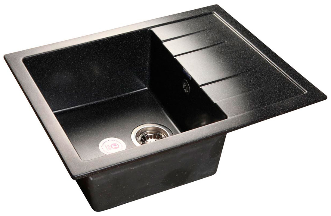 

Кухонная мойка GranFest QUADRO 650L, 1 чаша+крыло, 650x500 мм, (Q-650L черный)