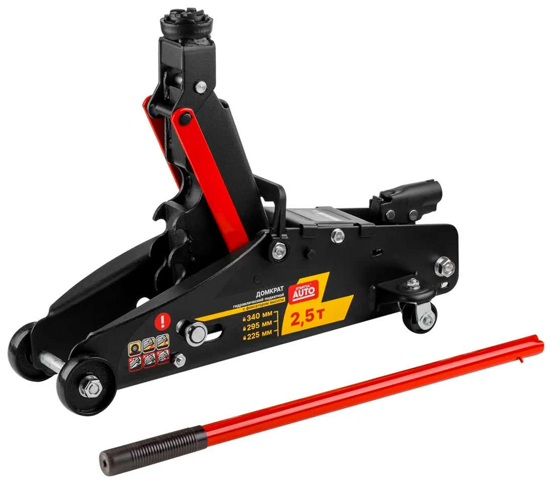 

Домкрат подкатной Startul AUTO, 25 т, с фиксатором (h min 140 мм, h max 385 мм) (ST8014-06), Черный