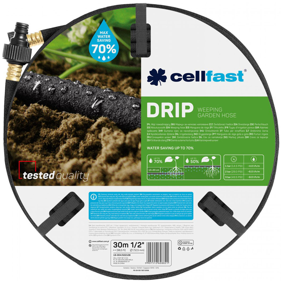 Изображение товара Сочащийся шланг Cellfast DRIP, 1/2, 30 м (19-004)
