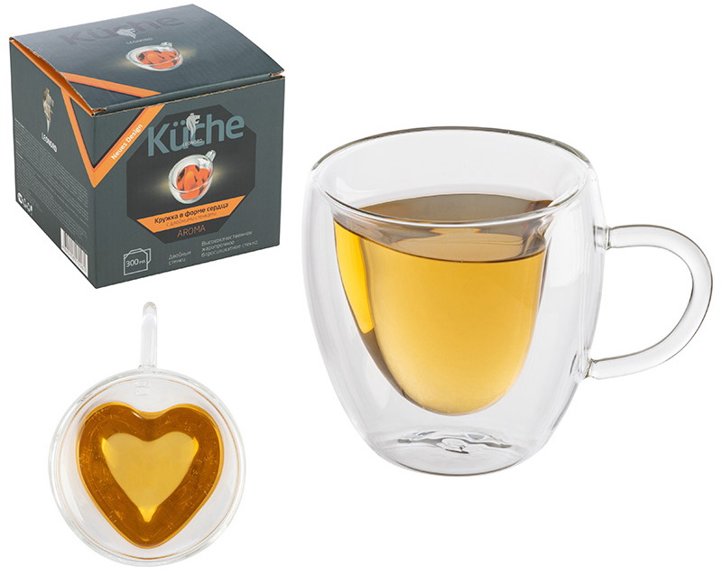 Изображение товара Кружка Leonord AROMA, в форме сердца, 300 мл, боросиликатное стекло, с двойными стенками (103490)