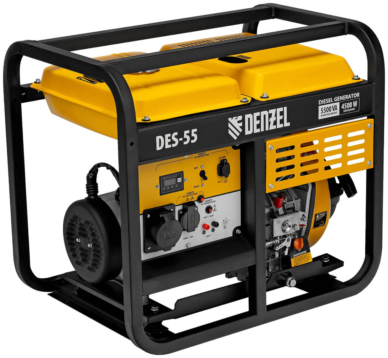 Изображение товара Генератор дизельный Denzel DES-55, 55 кВт, 230 В, 11 л, ручной стартер, 94413