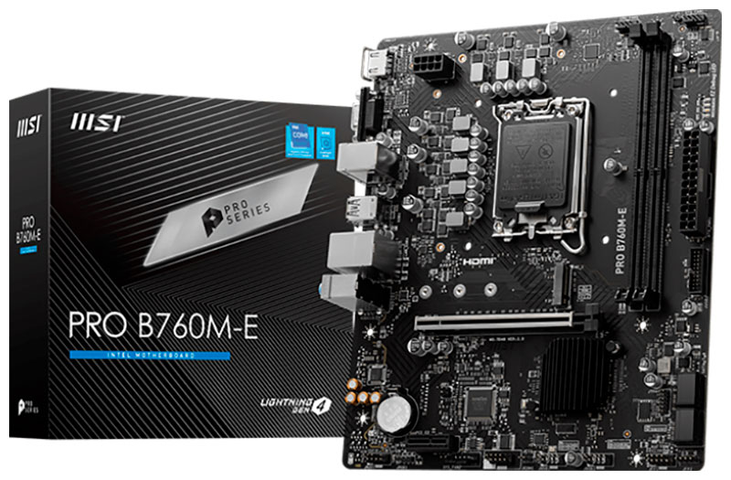 Изображение товара Материнская плата MSI PRO B760M-E (LGA1700, mATX)