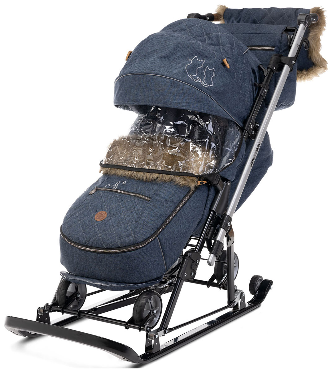Изображение товара Коляска комбинированная Ника "Joy every day1" J1, синий с котятами (TSRD00147176)