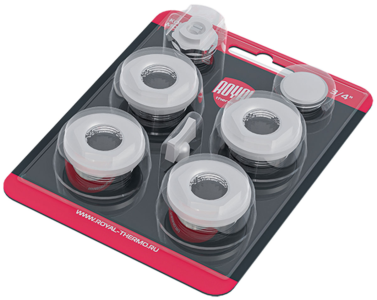 Изображение товара Комплект монтажный Royal Thermo 1"х 1/2 в белом цвете для радиаторов