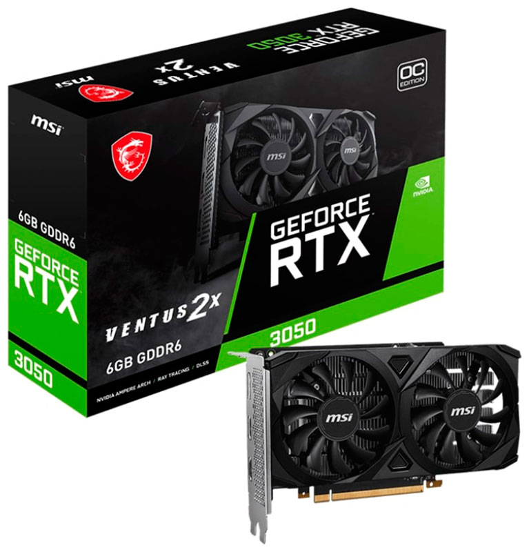 Изображение товара Видеокарта MSI GeForce RTX 3050 6Gb (RTX 3050 VENTUS 2X E 6G OC)