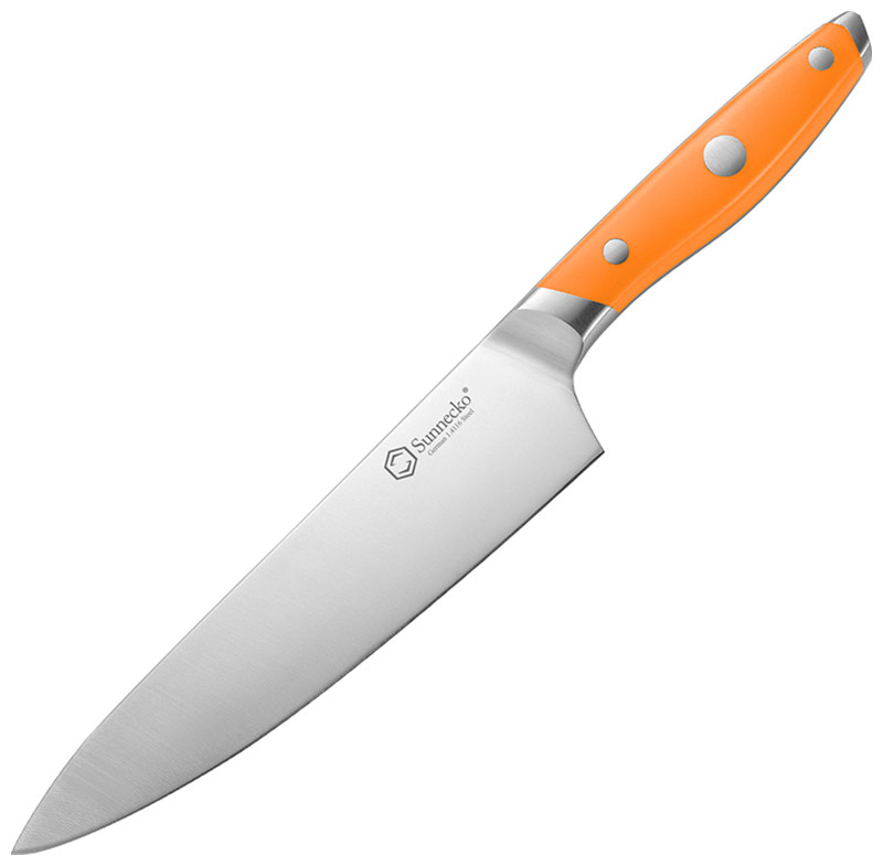 Изображение товара Нож шеф-повара Sunnecko 8 Inch Chef Knife (Star Orange), 1.4116 (9cr18CoMOV) HRC56+-2, оранжевый
