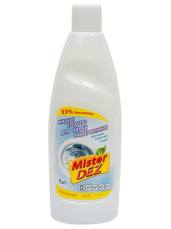 Изображение товара Мистер Дез Eco-Cleaning жидкое средство универсальное для белых и цветных тканей 1000 мл