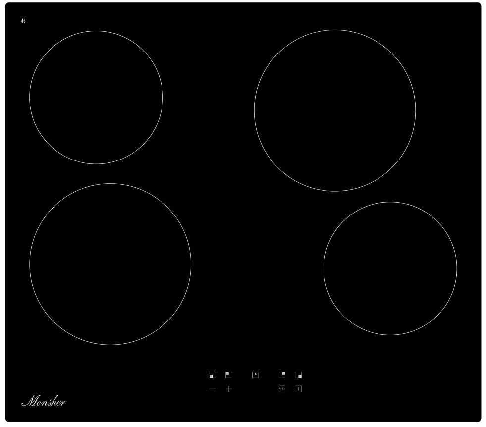 Изображение товара Электрическая варочная панель Monsher MHE 6003 4 быстрого нагрева стеклокерамика черная