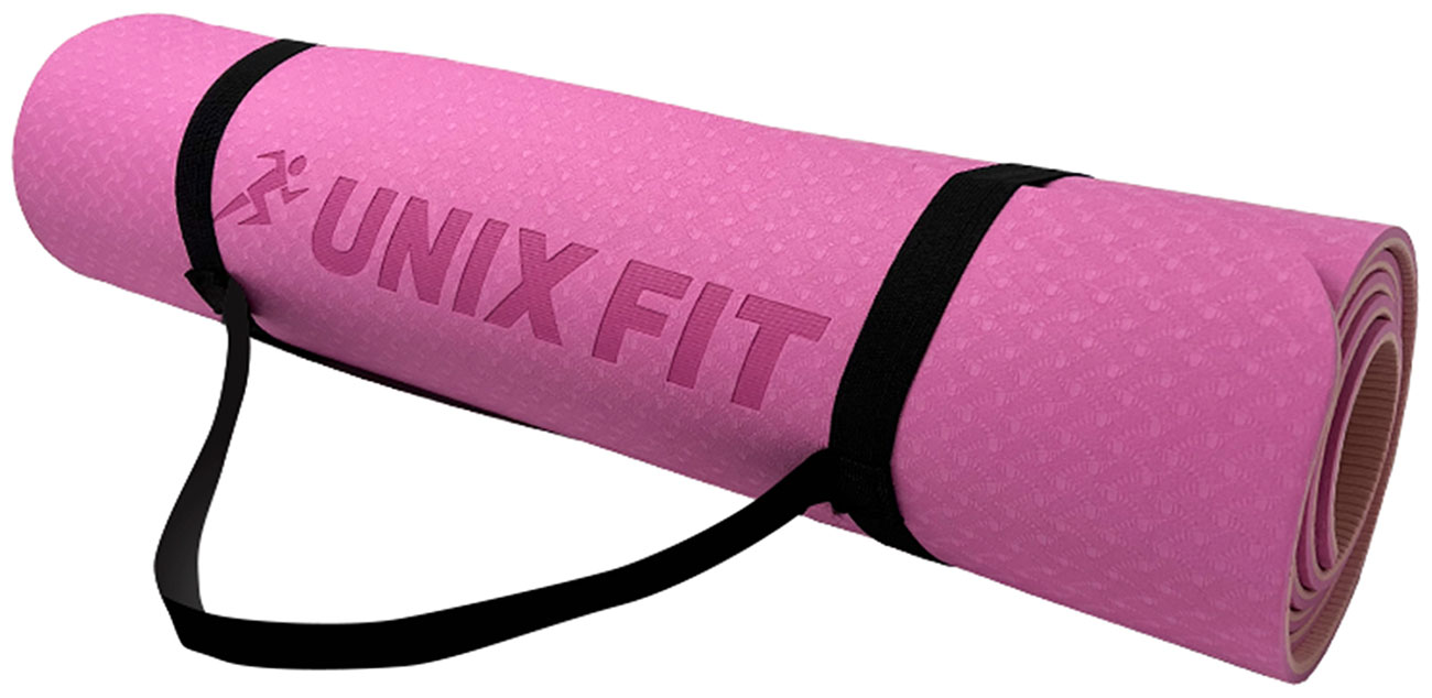 Изображение товара Коврик для йоги и фитнеса Unix Fit, двусторонний, 180 х 61 х 0.6 см, двуцветный розовый (YMU6MMPK)