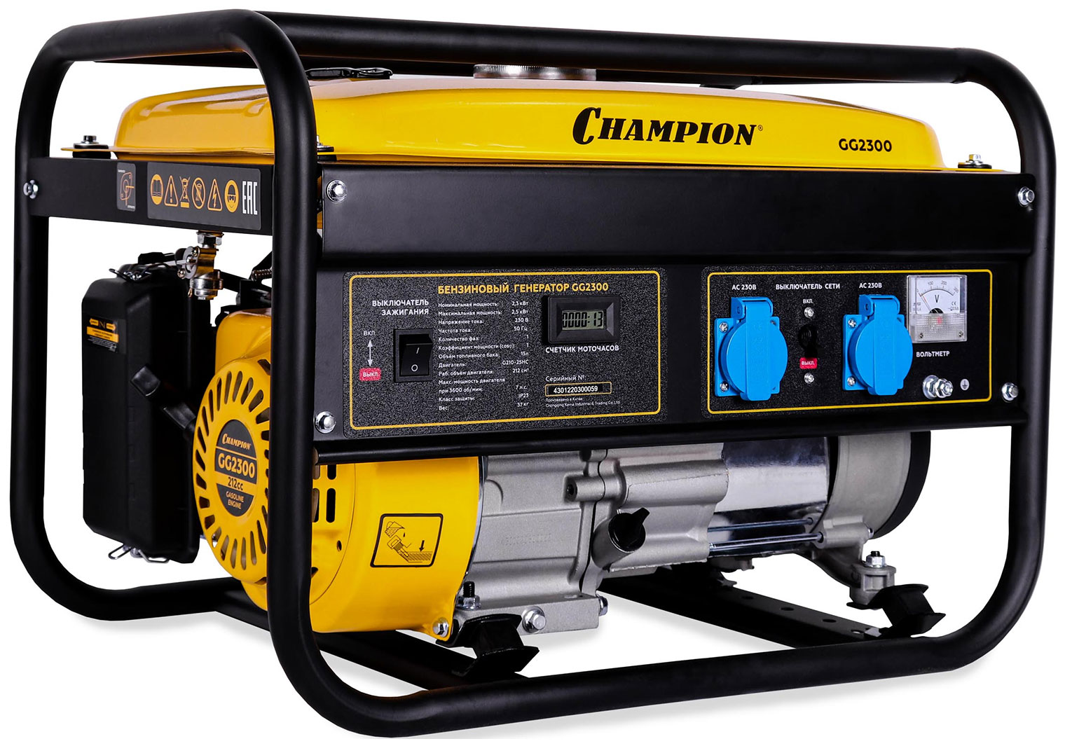 Изображение товара Электрический бензиновый генератор Champion GG2300 2.3 кВт, один фаза