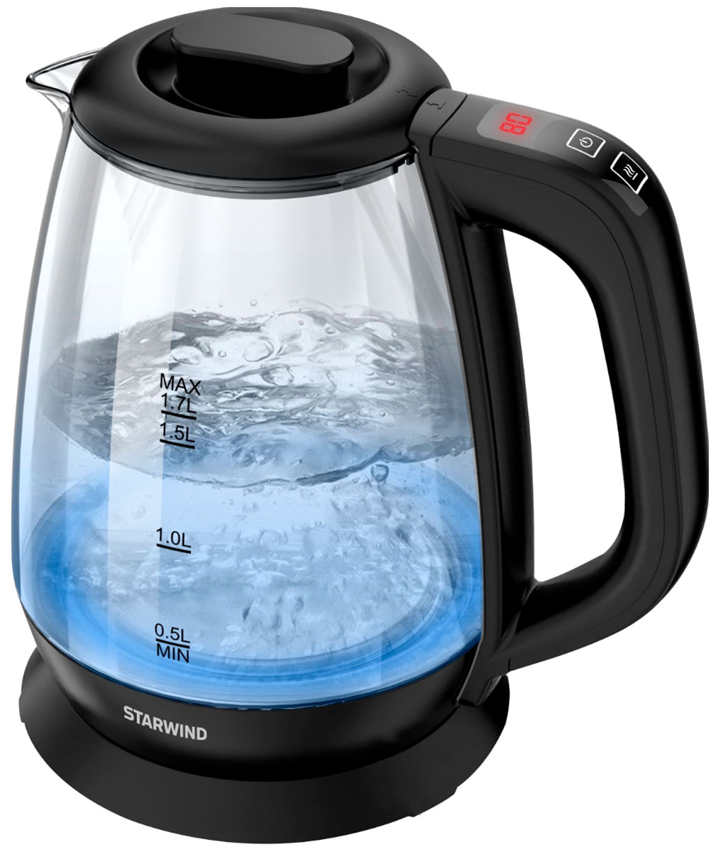 Изображение товара Электрический чайник Starwind SKS3036 1.7л 2200Вт стекло и пластик черный