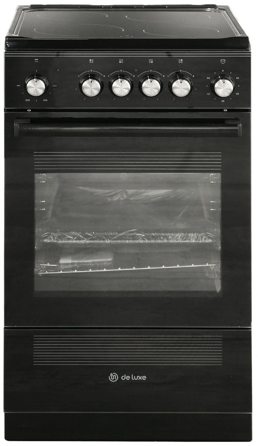 Изображение товара Электроплита De luxe 506004.13эс-001 с духовкой, грилем и стеклокерамикой, 4 конфорки