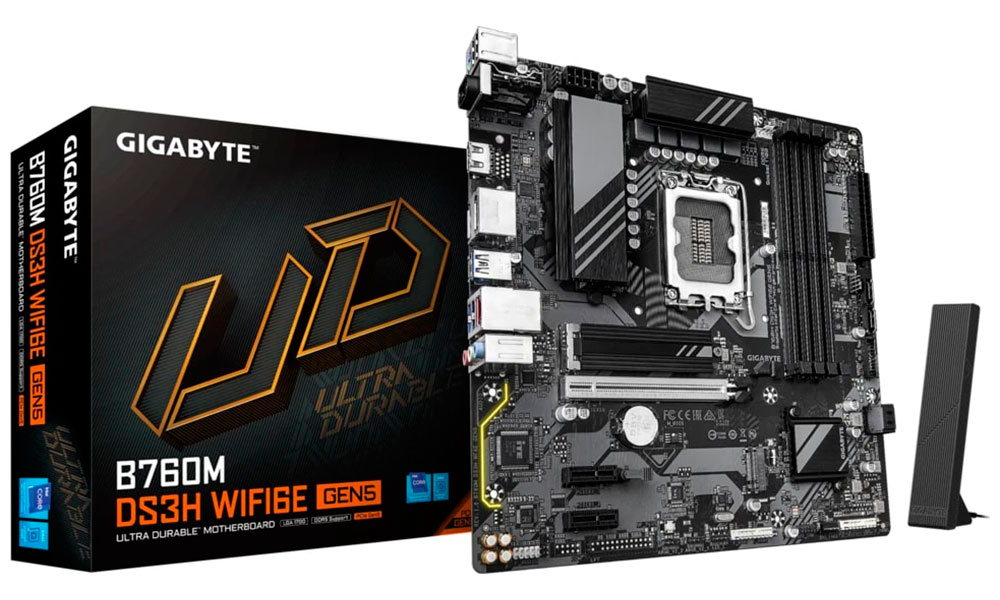 Изображение товара Материнская плата Gigabyte B760M DS3H WiFi6E GEN5 LGA1700 MicroATX