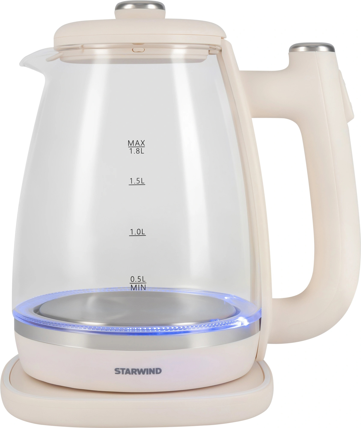 

Чайник электрический Starwind SKG4042, 1.8 л, 1800 Вт, слоновая кость, стекло