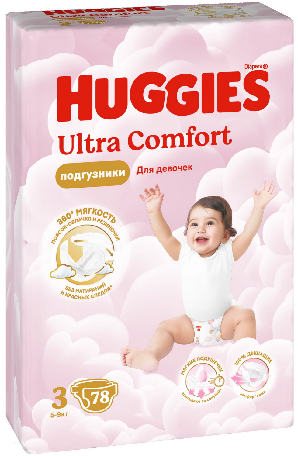 Изображение товара Подгузники Huggies Ultra Comfort размер 3 78 шт для девочек России