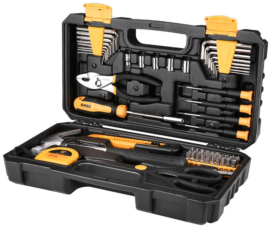 Изображение товара Набор инструментов для дома Deko PRO DKMT62 (62шт.) черно-желтый