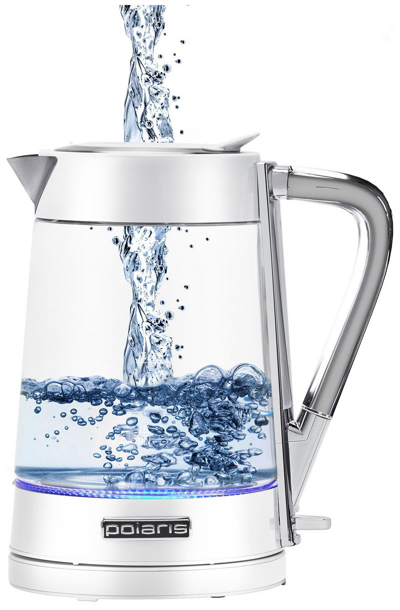 

Чайник электрический Polaris PWK 1715 CGL Water Way Pro белый, Прозрачный/белый