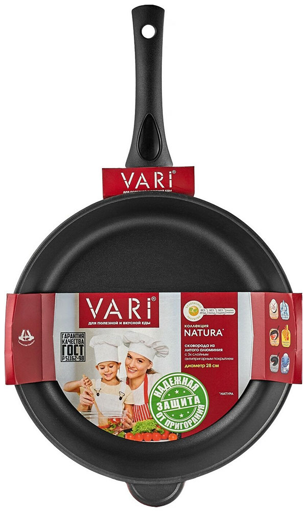 Сковорода Vari NATURA бордо 28см, NB31128 сковорода wok vari романтика венеции серый гранит 28см gig34128