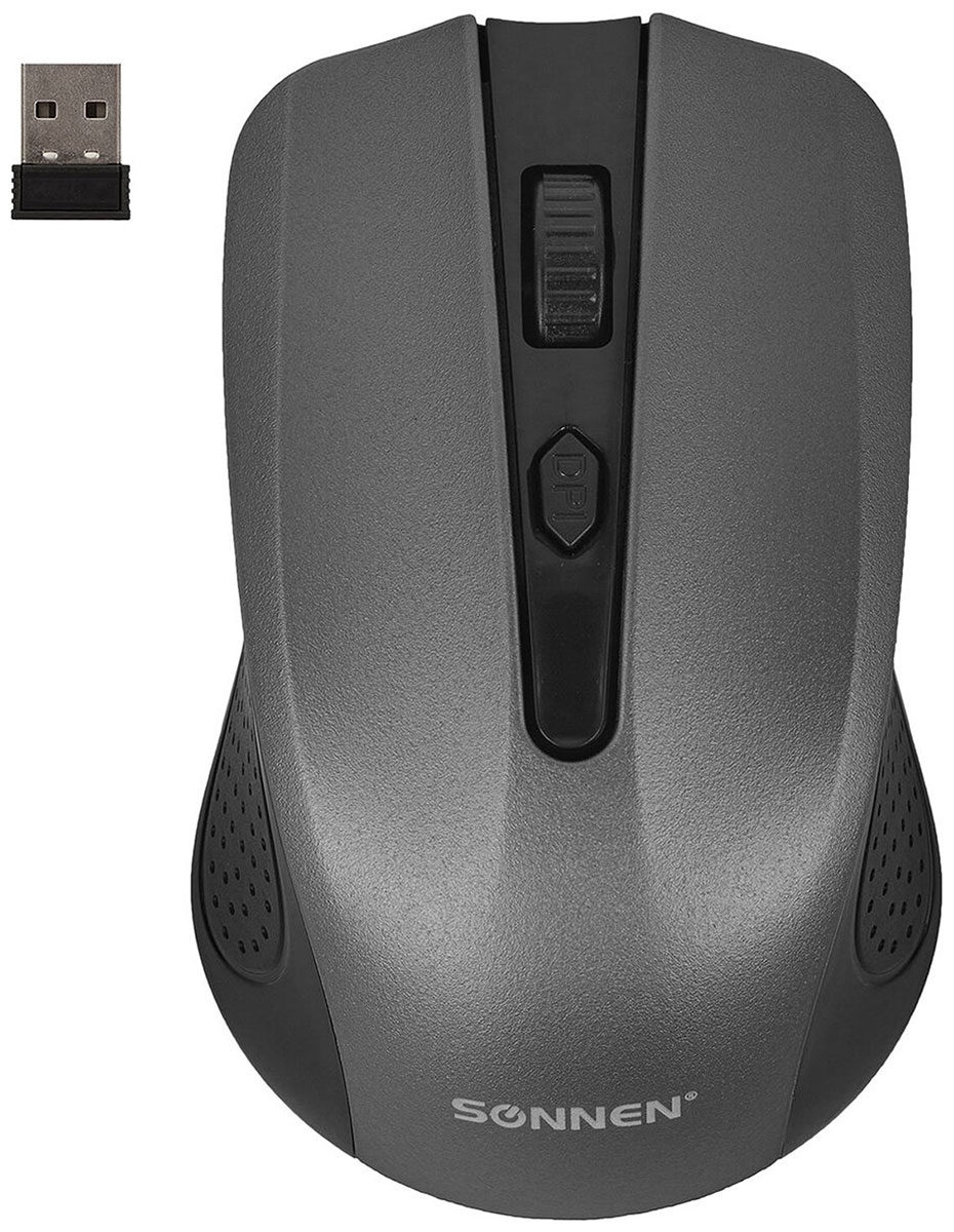 Мышь беспроводная Sonnen V99, USB, 800/1200/1600 dpi, 4 кнопки, оптическая, серая, 513528