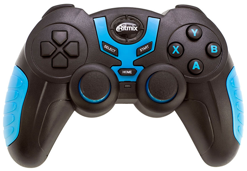 Беспроводной геймпад Ritmix GP-022WPS Black+Blue игровой манипулятор беспроводной bluetooth ritmix gp 051bth black blue