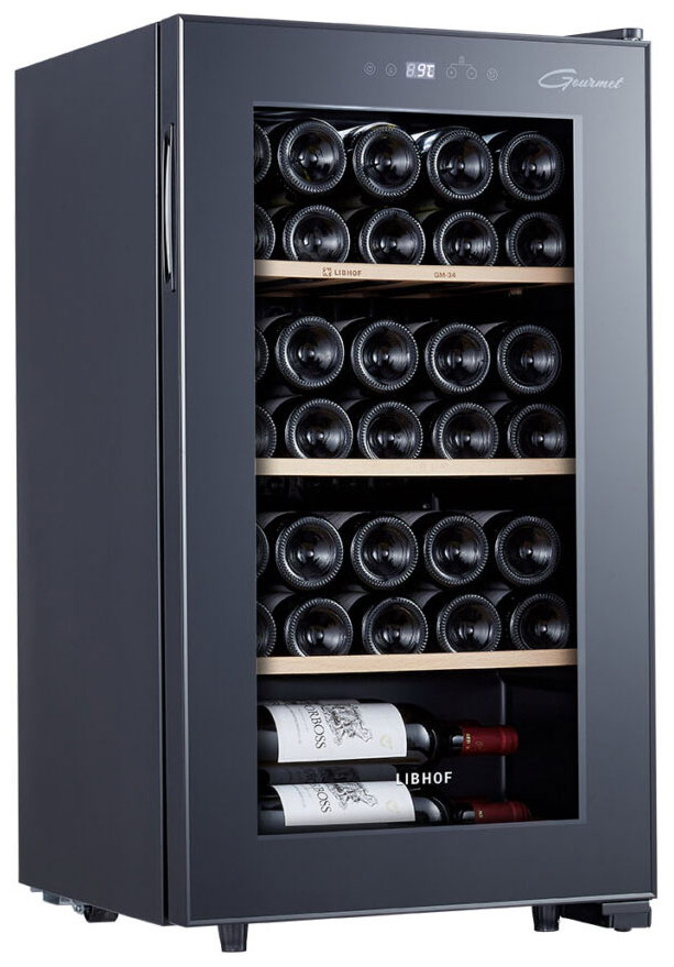 Изображение товара Винный шкаф Libhof GM-34 Black однозонный стильный холодильник для вина 34 бутылки
