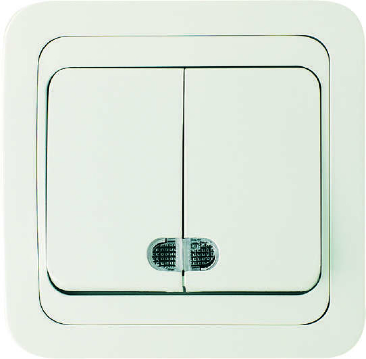 Изображение товара Выключатели, переключатели, диммеры Makel Выключатель 2-кл. СП Mimoza 10А IP20 с подсветкой бел./бел.