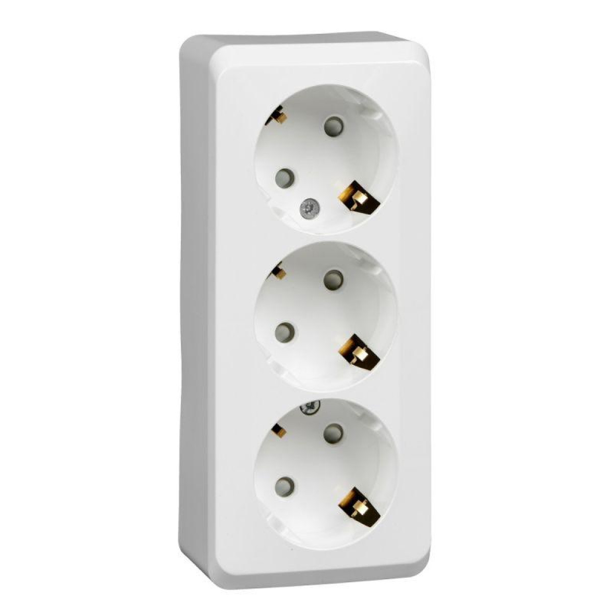 Изображение товара Розетка Systeme Electric 3-м ОП Этюд 16А IP20 заземленная с шторками белая