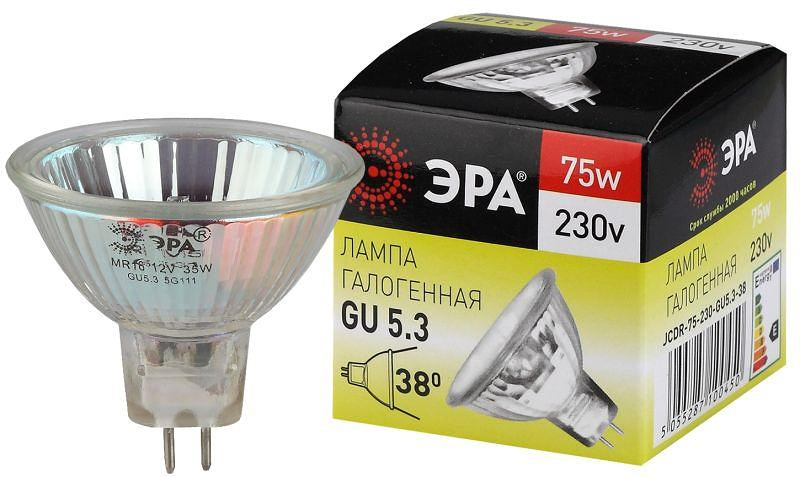 Изображение товара Галогенная лампа ЭРА GU5.3-JCDR 75W 230V для точечного освещения