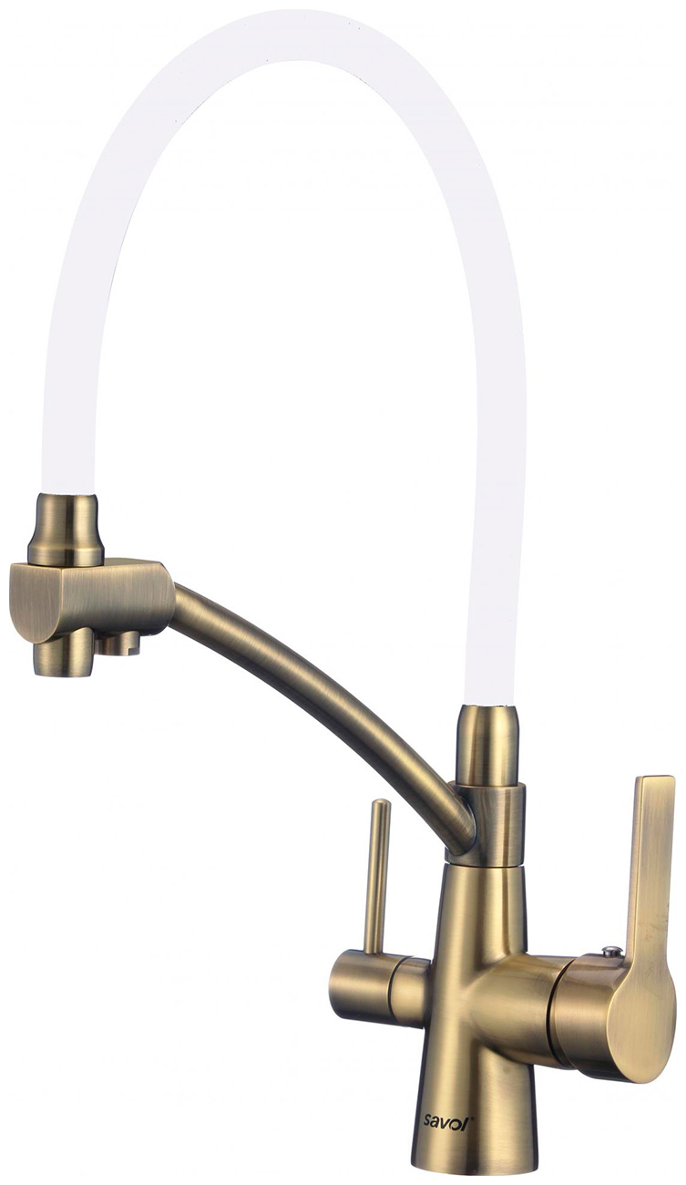 

Смеситель для мойки под фильтр Savol S-L1805C-02, бронзовый, Бронза/белый