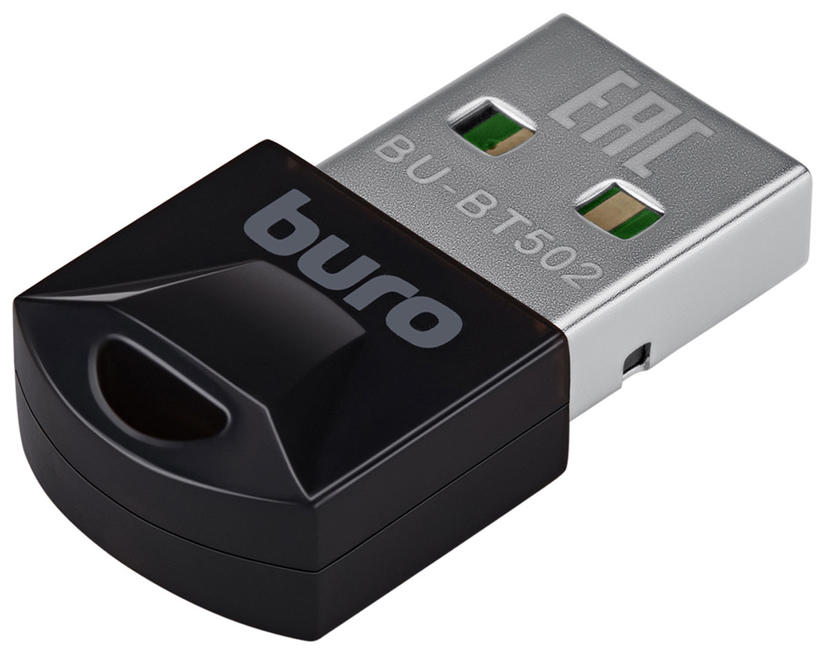 Изображение товара Адаптер USB Buro BU-BT502, Bluetooth 5.0+EDR, class 1.5, 20 м, черный