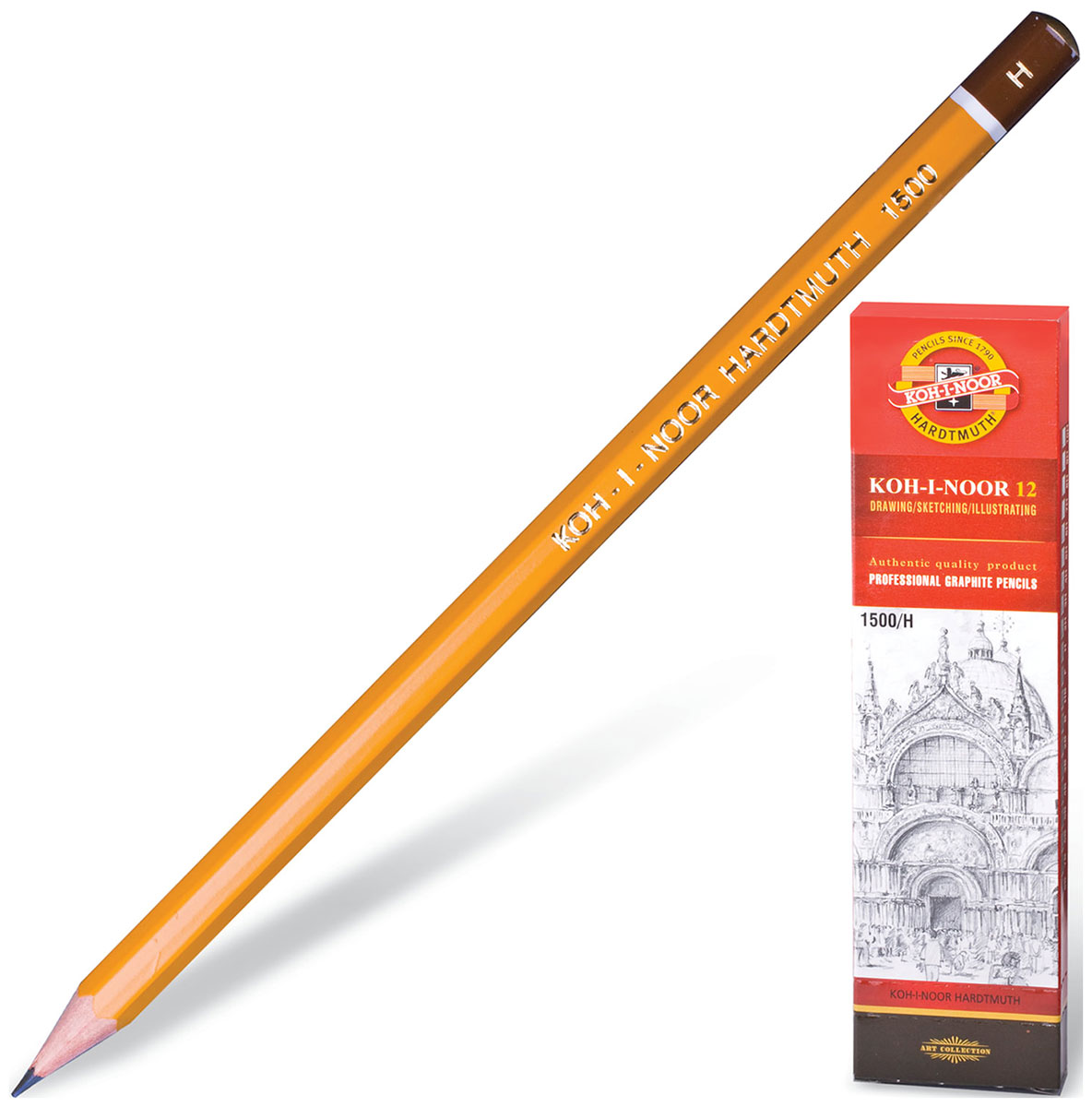 

Карандаш чернографитный H Koh-I-Noor 1500, комплект 12 штук (880469), Желтый