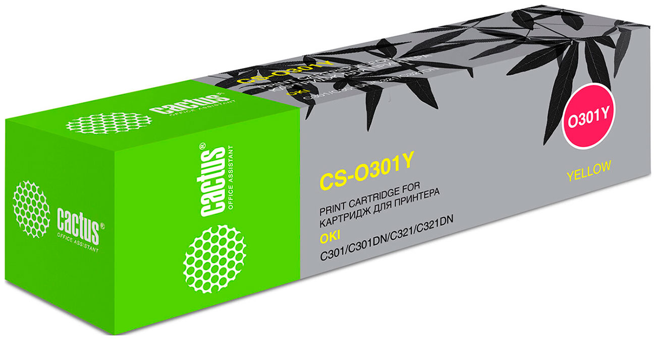 

Тонер-картридж Cactus CS-O301Y для OKI C301/321, желтый, ресурс 1500 страниц