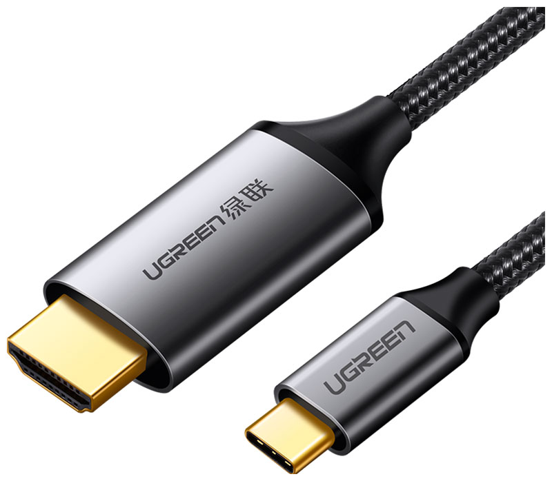 

Кабель Ugreen USB C-HDMI 4K, в оплетке, 1.5 м (50570) серо-черный