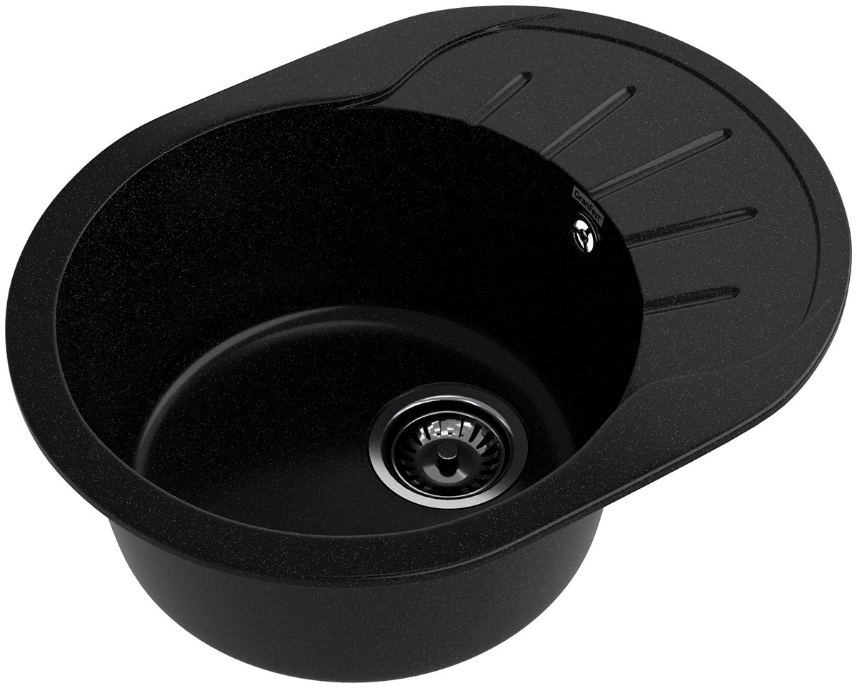 Изображение товара Кухонная мойка GranFest RONDO 580L черная овальная 1-чаша с крылом