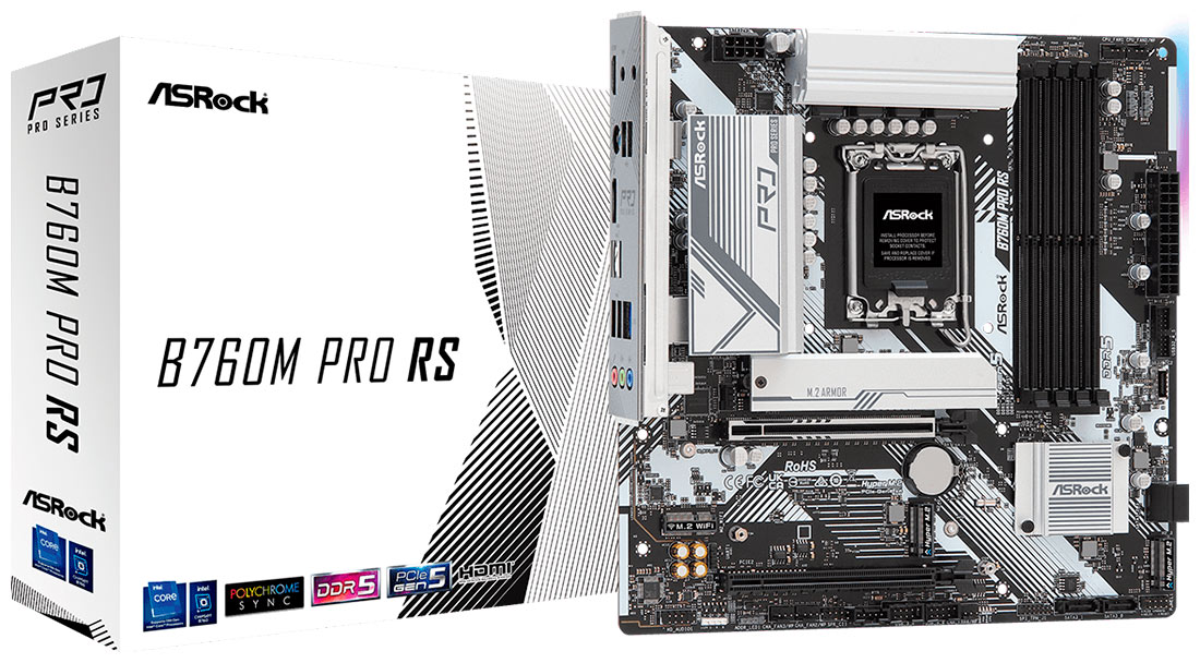 

Материнская плата Asrock B760M PRO RS (LGA1700, mATX), Черный