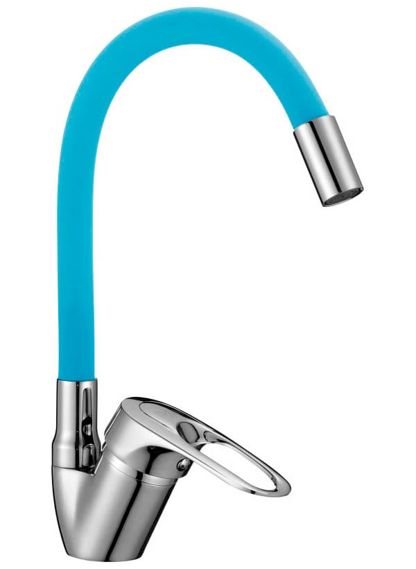 

Смеситель для кухни с гибким изливом D-Lin хром (D150628-6C), Хром/синий