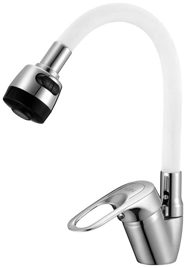 

Смеситель для кухни с гибким изливом D-Lin хром/белый (D150628-3T)