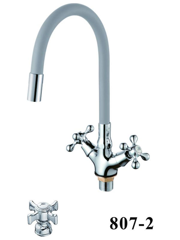 Изображение товара Смеситель для кухни с гибким изливом D-Lin хром двухвентильный 20см