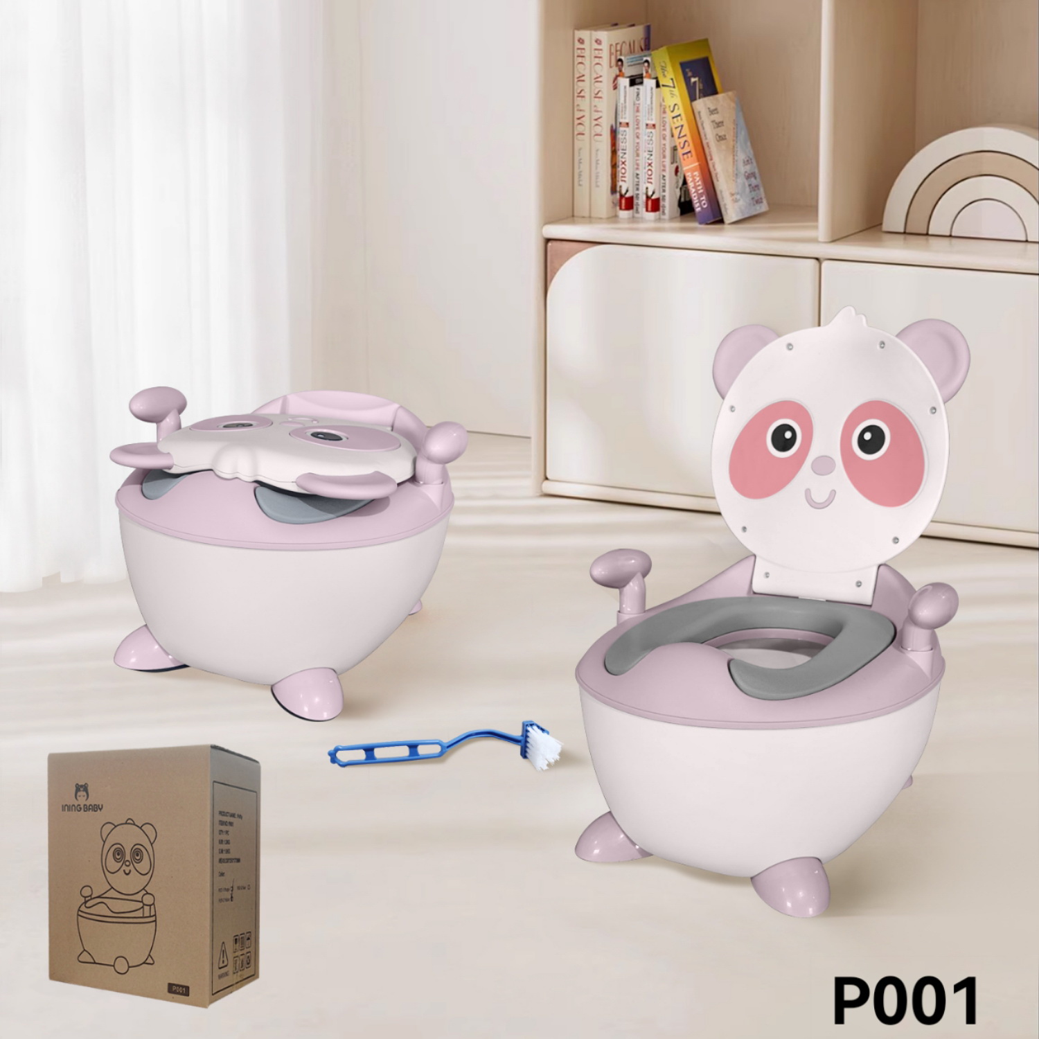 Изображение товара Горшок для детей Ining Baby Мишутка P001 Pink с антивытекательным механизмом