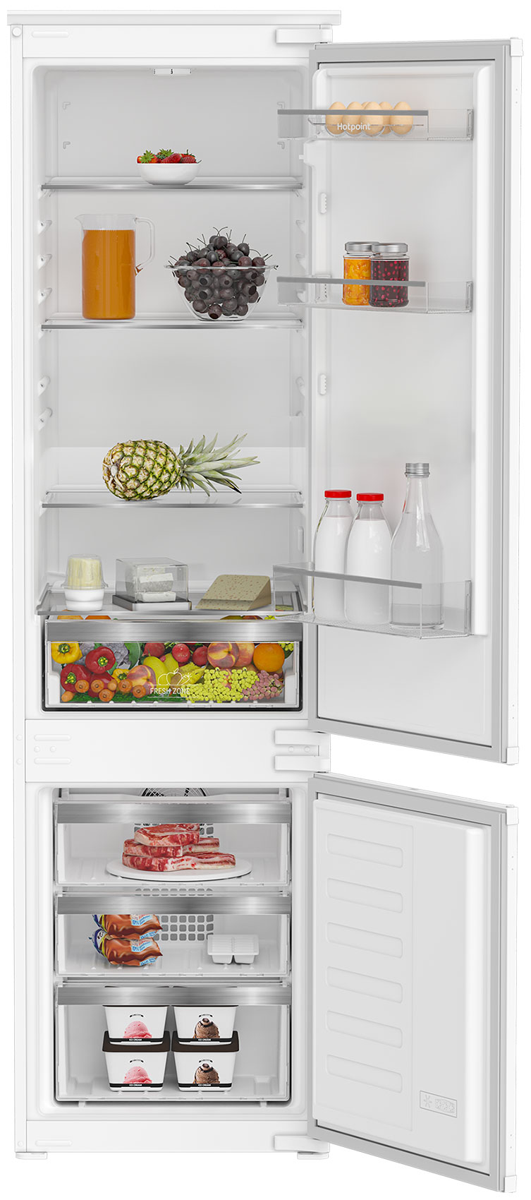 Встраиваемый двухкамерный холодильник Hotpoint HBH 20 белый