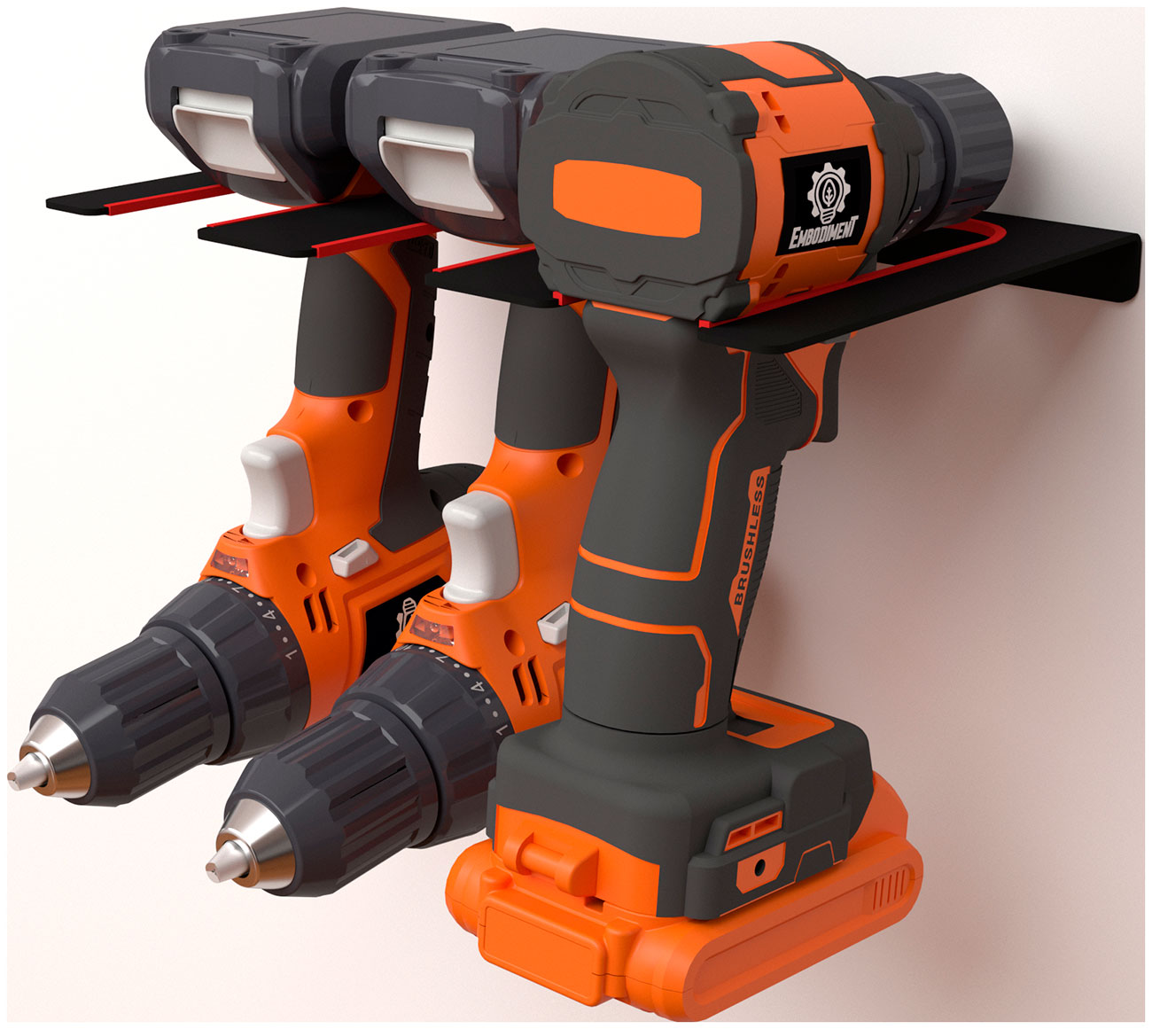 

Держатель для трех шуруповертов Embodiment EMB-WODF-TR-B, настенный, черный