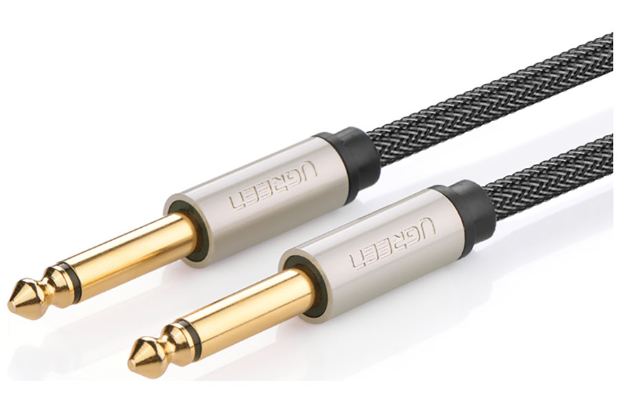 Изображение товара Кабель Ugreen AV128 (10639) 6.35mm Male to Male Stereo Auxiliary Aux Audio Cable, длина 3 м., серый