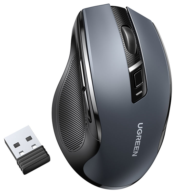 Изображение товара Беспроводная компьютерная мышь Ugreen MU006 (90855) Ergonomic Wireless Mouse 2.4G 4000DPI Silence Design 2.4 GHz BT, черный