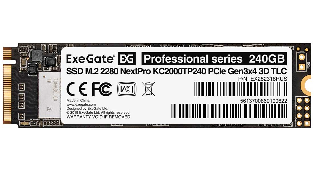 Изображение товара SSD накопитель ExeGate M.2 2280 240GB NextPro KC2000TP240 PCIe (EX282318RUS)