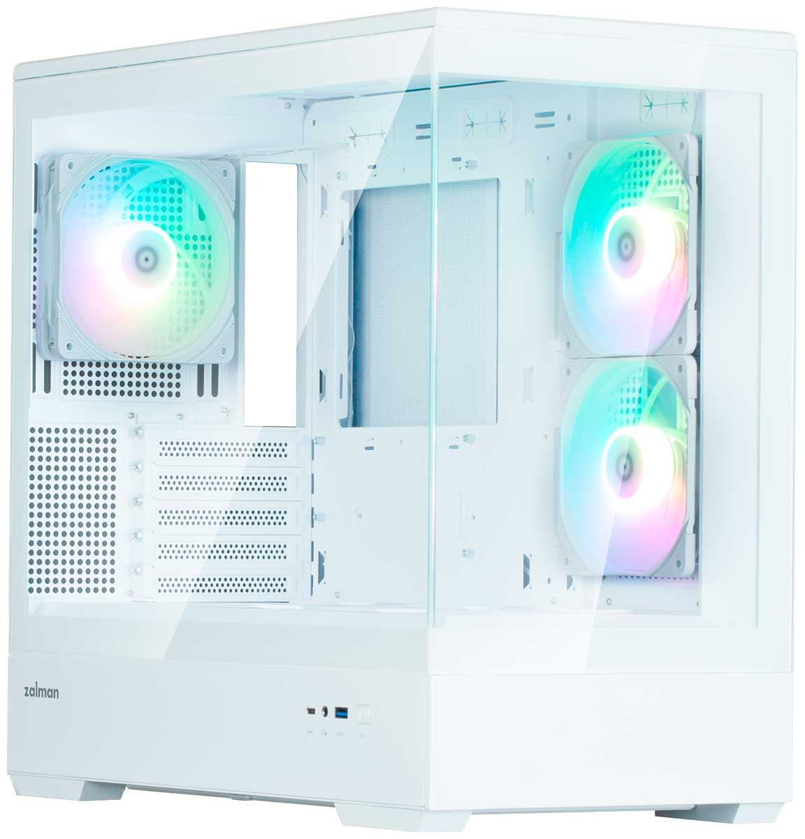 Изображение товара Компьютерный корпус Zalman P30 V2 WHITE с ARGB вентиляторами и стеклянной боковой стенкой