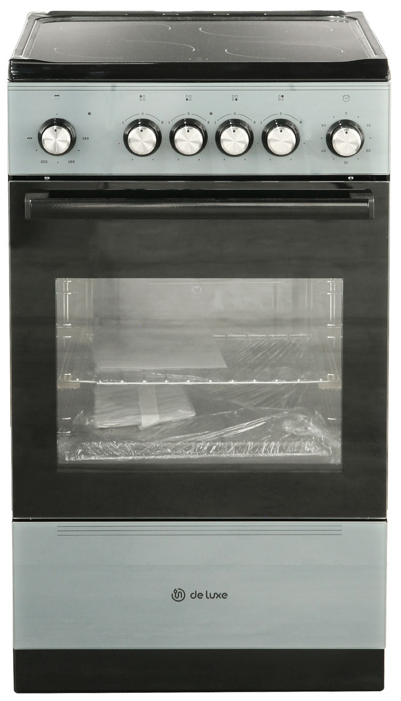 Изображение товара Электроплита De luxe 506004.13эс-002 серого цвета с духовкой грилем и таймером