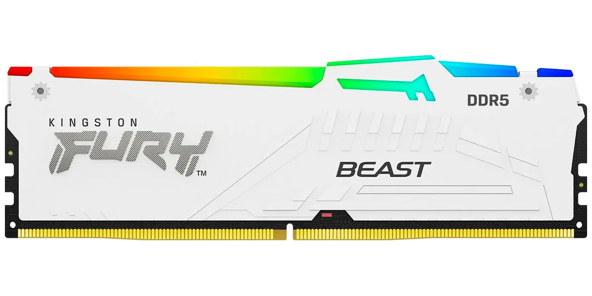 Изображение товара Оперативная память Kingston DDR5 Fury Beast White RGB 32GB 5600MHz Изображение товара Оперативная память Kingston DDR5 Fury Beast White RGB 32GB 5600MHz