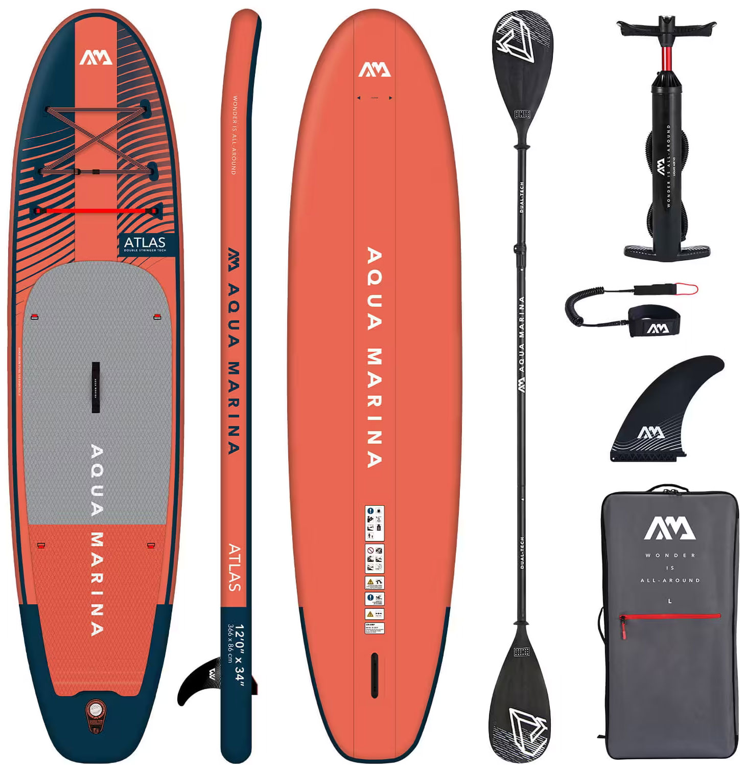 Изображение товара SUP-доска Aqua Marina Atlas 366x86x15 см надувная, SGS, 180 кг нагрузка