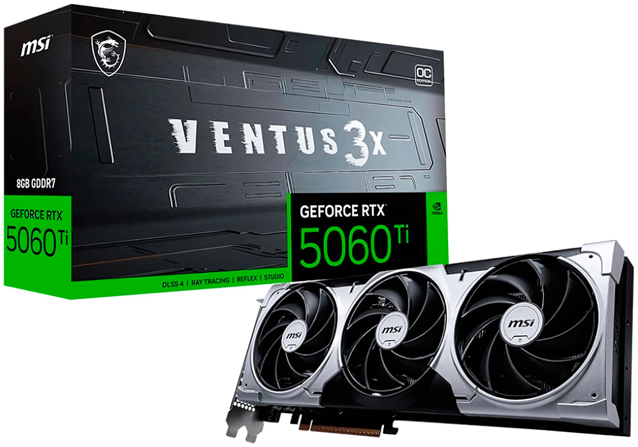 Изображение товара Видеокарта MSI GeForce RTX 5060 Ti 8G VENTUS 3X OC игровой и профессиональный уровень