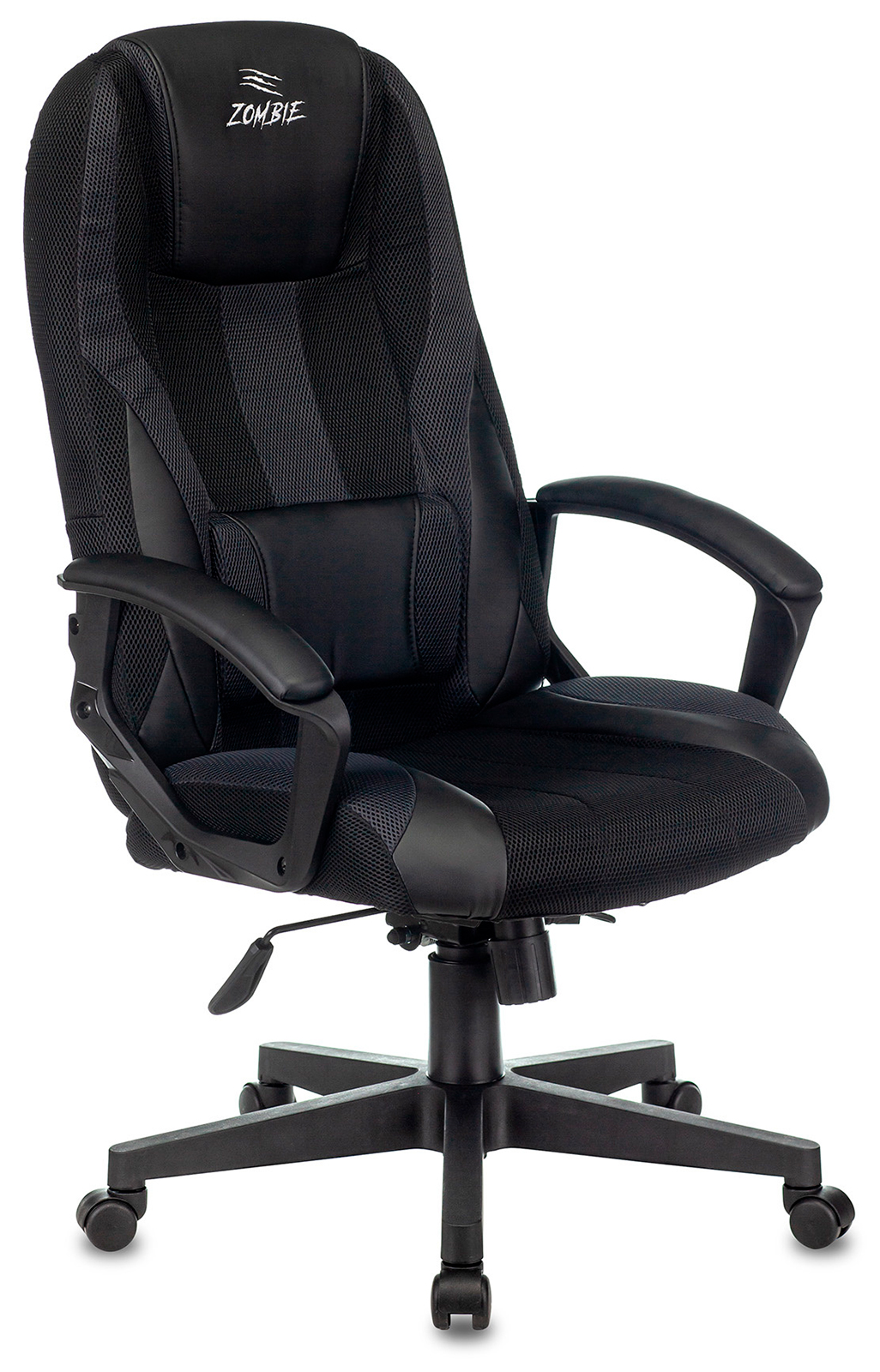 

Кресло игровое Zombie 9 BLACK, черный/серый, ткань/эко.кожа, крестовина пластик